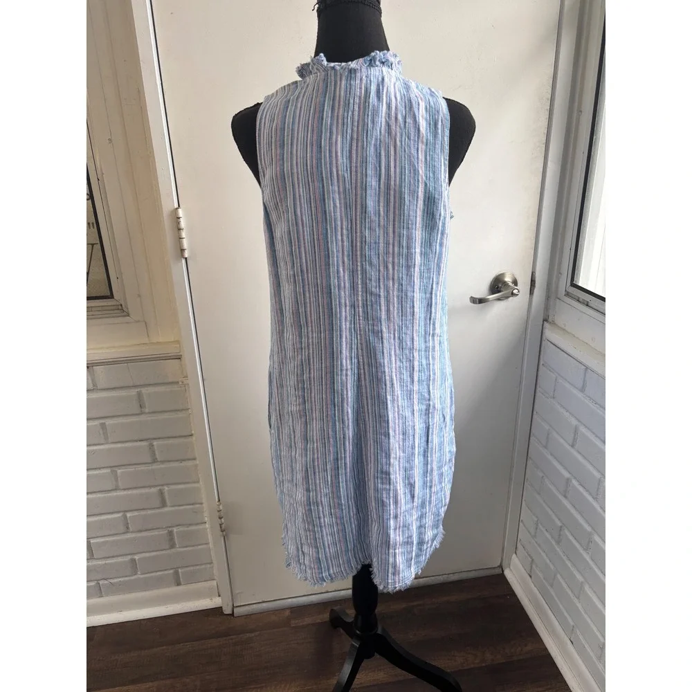 Tommy Bahama‎ Two Palms Double Ruffle Linen Dress Small coastal resortwear boho
